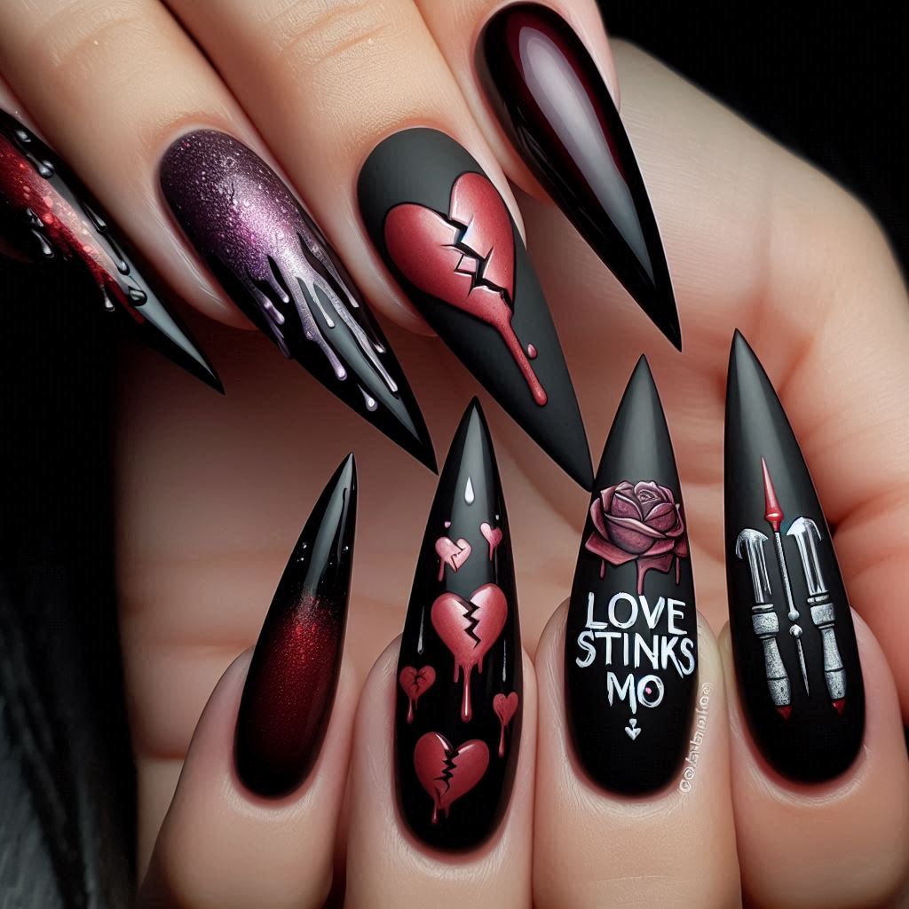 Anti-Valentine’s Day Nails